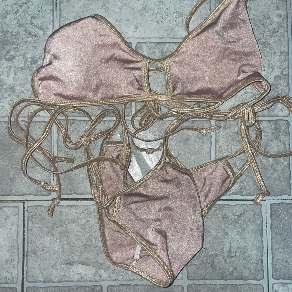 Frankies Bikinis Cream Nude Strappy Bikini